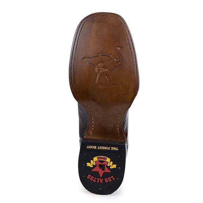 Botas de Avestruz Panza Suave Horma Cuadrada Ancha Cafe LAB