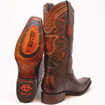 Botas de Pata de Avestruz Original con Venado Horma Europea LAB-76F0516