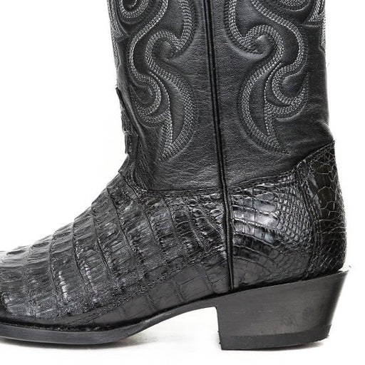 Botas de Cocodrilo Caiman Cola Punta Recortada Negras