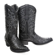 Botas de Cocodrilo Caiman Cola Punta Recortada Negras