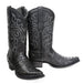 Botas de Cocodrilo Caiman Cola Punta Recortada Negras