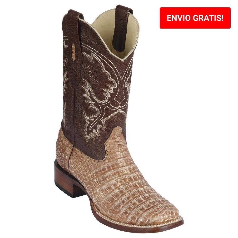 Botas Cuadrada de Cocodrilo Caiman Panza Sahara