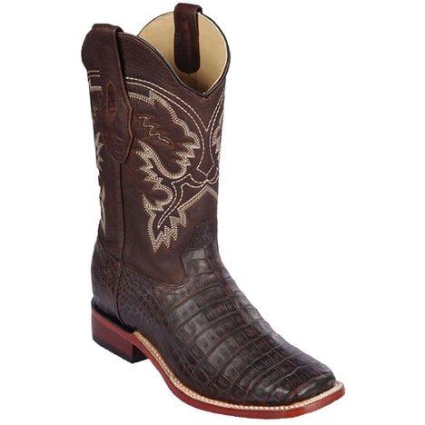 Men's Los Altos Ostrich Skin Wide Square Toe Boots - Honey