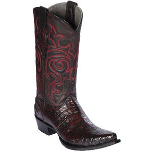 Botas de Cocodrilo Caiman Panza Punta Recortada Black Cherry
