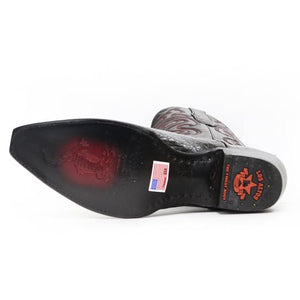 Botas de Cocodrilo Caiman Panza Punta Recortada Black Cherry