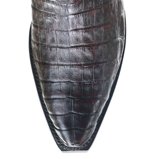 Botas de Cocodrilo Caiman Panza Punta Recortada Black Cherry - Image 5