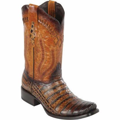 Botas de Cocodrilo Grabado Horma Dubai Cuadrada Color Miel