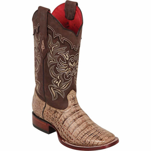Botas de Avestruz Original Horma Cuadrada para Dama Color Ambar
