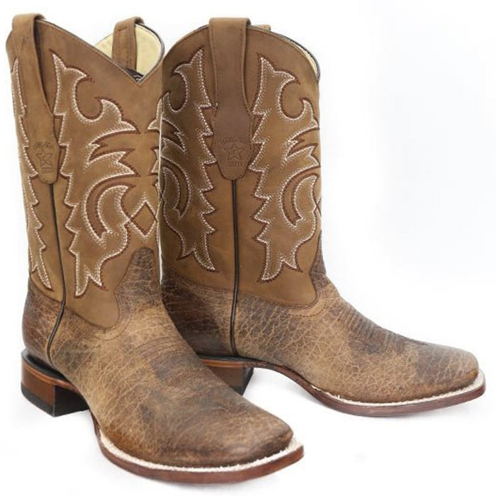 Botas de Cuello de Toro Original Horma Rodeo Cuadrada Color Miel LAB