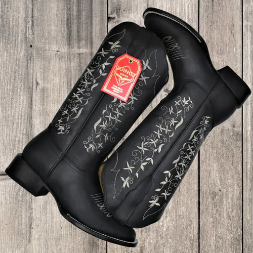 Botas de Cuero con Flores para Mujer en Horma Rodeo