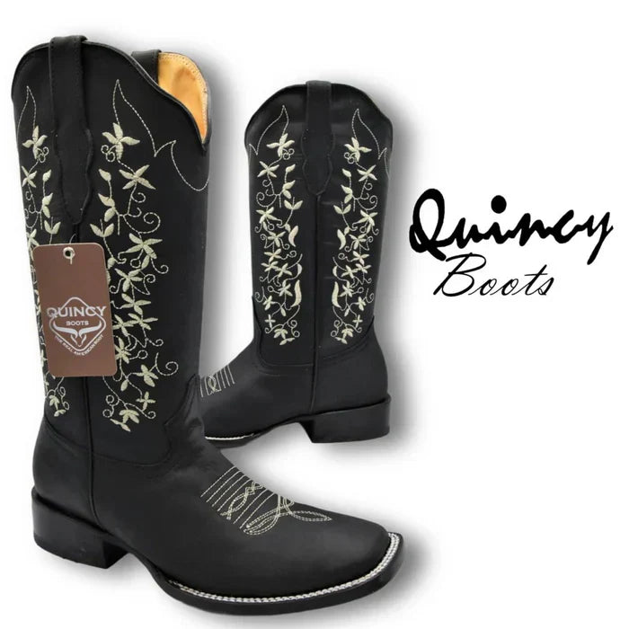 Botas de Cuero con Flores para Mujer en Horma Rodeo