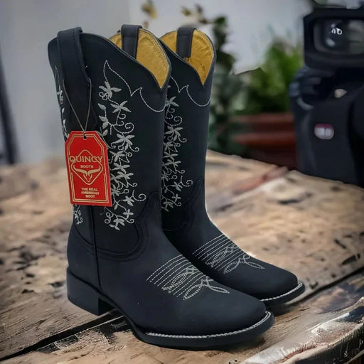 Botas de Cuero con Flores para Mujer en Horma Rodeo