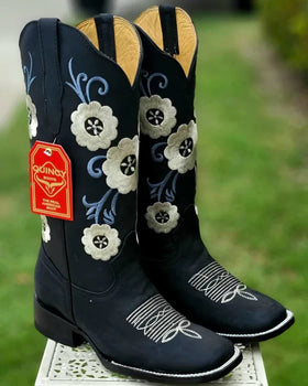 Botas de Cuero con Flores para Mujer en Horma Rodeo - Image 5