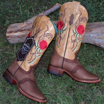 Botas de Cuero con Flores para Mujer en Horma Rodeo - Image 3