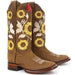 Botas de Cuero Crazy Horma Rodeo Cuadrada para Dama Color Tan
