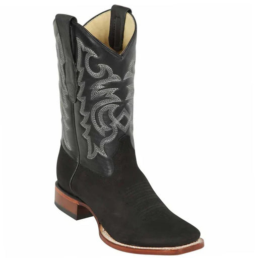 Botas de Gamuza Original Punta Rodeo Cuadrada Color Negro LAB