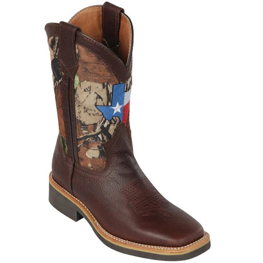 Botas de Cuero Grasso Horma Cuadrada Ancha con Bandera de Texas