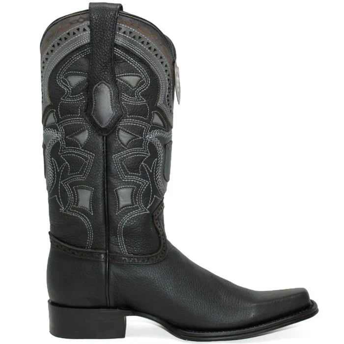 Botas de Cuero Grisly Original Horma Europea Cuadrada Negro