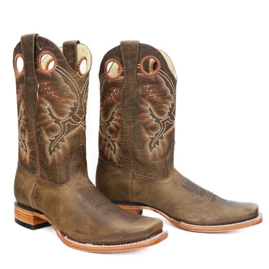 Botas de Cuero Horma Rodeo Cuadrada Color Miel LAB