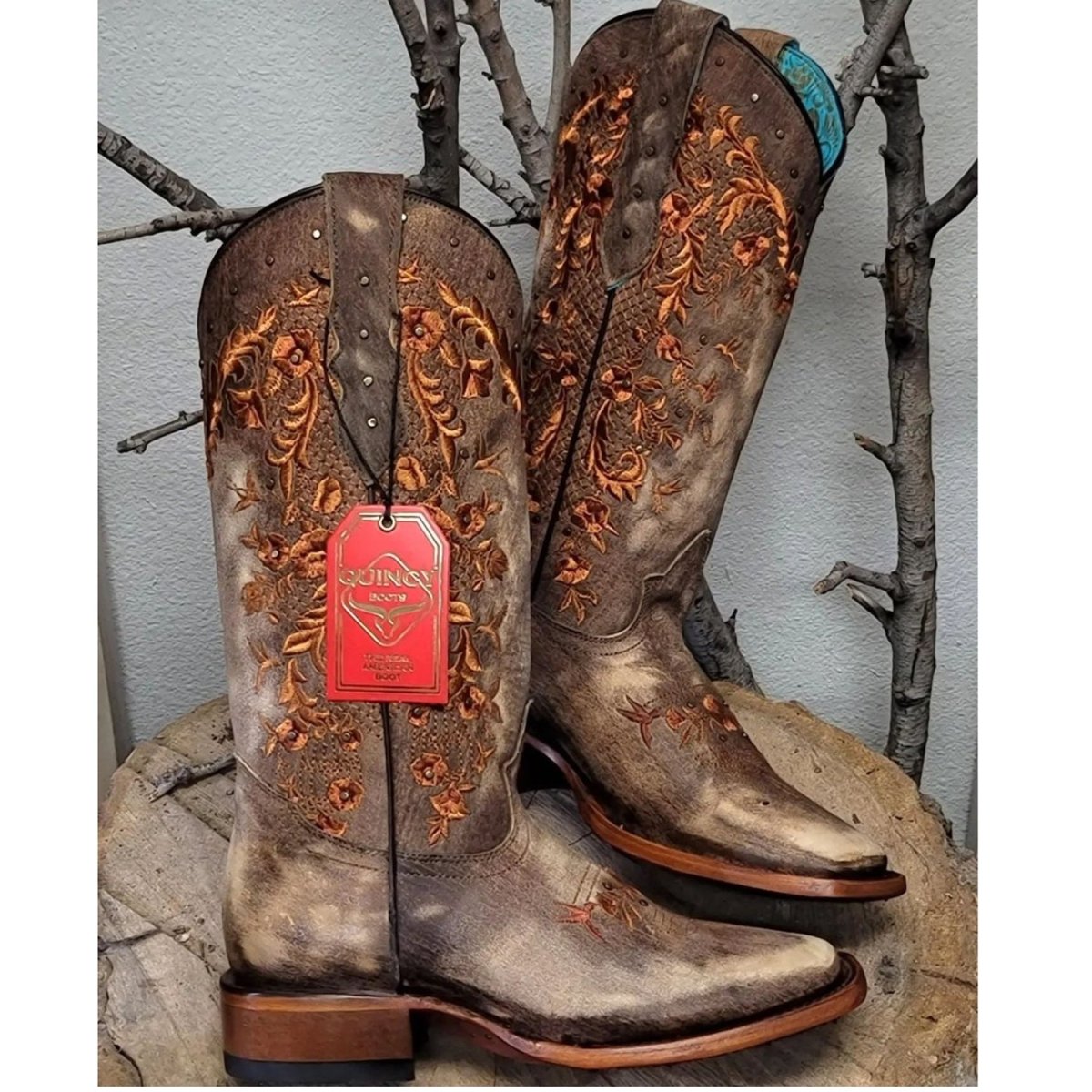 Botas de Cuero Lijado para Mujer en Horma Rodeo Color Tan Q3226231L - Image 5