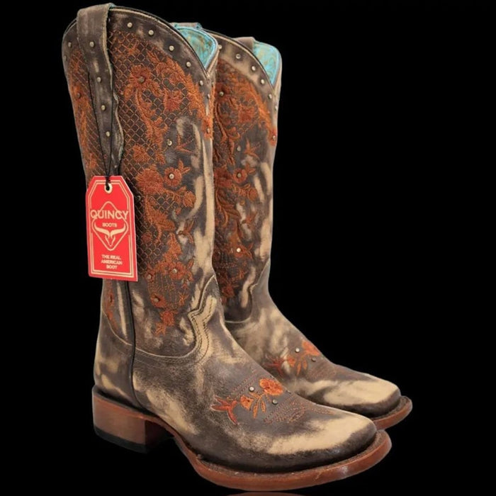 Botas de Cuero Lijado para Mujer en Horma Rodeo Color Tan Q3226231L