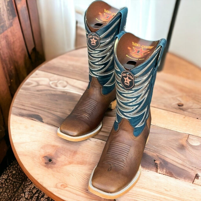 Botas de Cuero Rage Horma Cuadrada Ancha Color Nuez