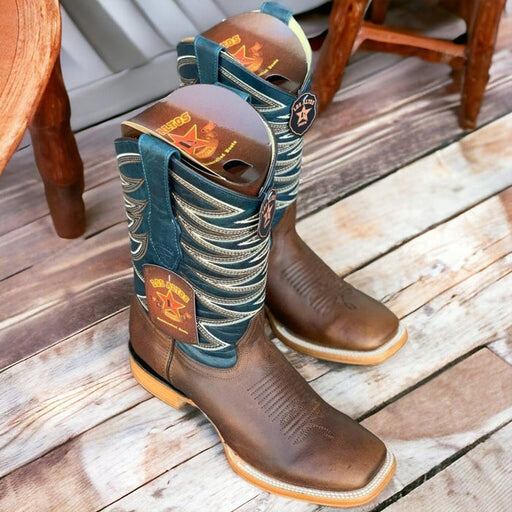 Botas de Cuero Rage Horma Cuadrada Ancha Color Nuez
