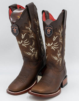 Botas de Cuero Rage Horma Rodeo Cuadrada para Dama Color Nuez LAB - Image 4