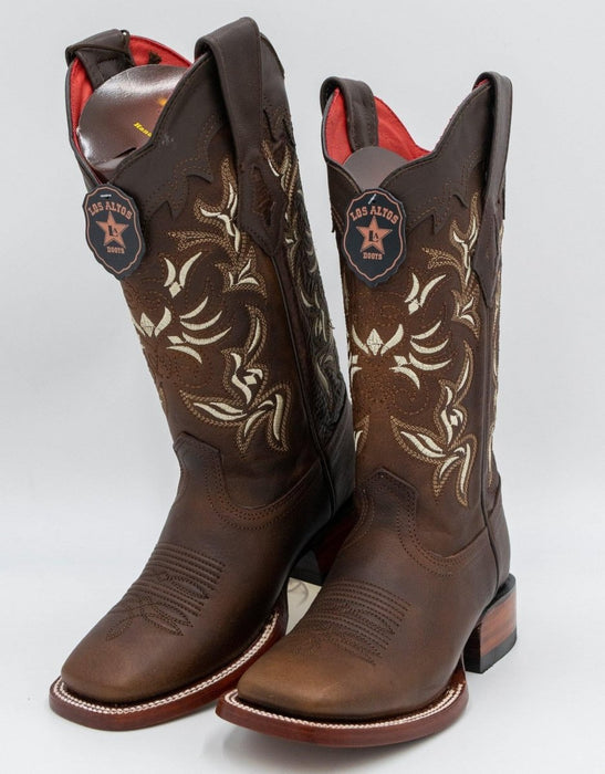 Botas de Cuero Rage Horma Rodeo Cuadrada para Dama Color Nuez LAB
