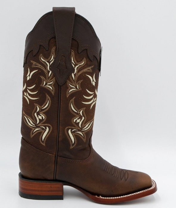 Botas de Cuero Rage Horma Rodeo Cuadrada para Dama Color Nuez LAB