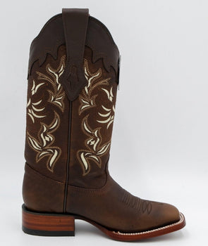 Botas de Cuero Rage Horma Rodeo Cuadrada para Dama Color Nuez LAB-322N9940