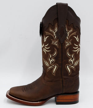 Botas de Cuero Rage Horma Rodeo Cuadrada para Dama Color Nuez LAB-322N9940
