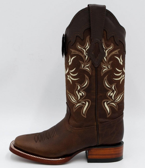Botas de Cuero Rage Horma Rodeo Cuadrada para Dama Color Nuez LAB