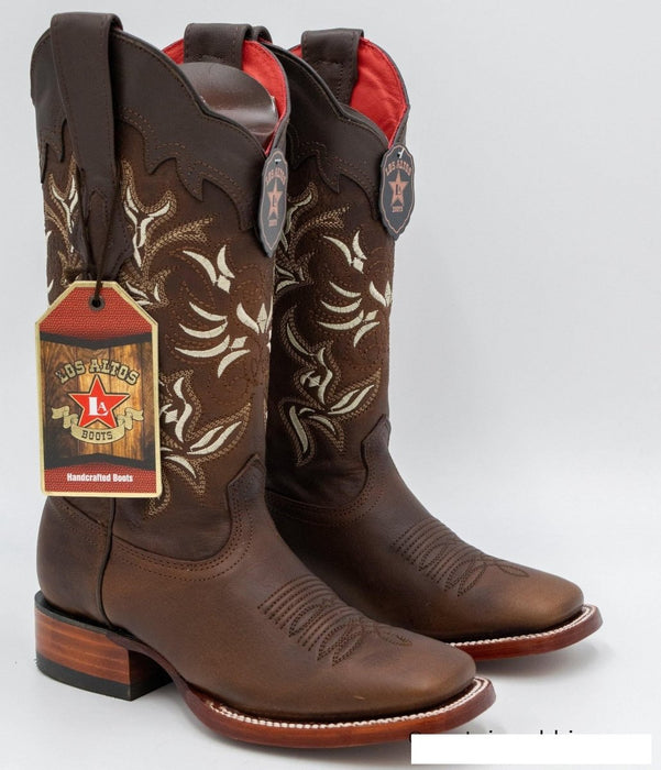 Botas de Cuero Rage Horma Rodeo Cuadrada para Dama Color Nuez LAB
