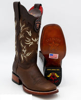 Botas de Cuero Rage Horma Rodeo Cuadrada para Dama Color Nuez LAB-322N9940