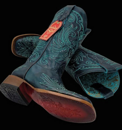 Botas de Cuero Volcano para Mujer en Horma Rodeo Color Turquesa - Image 3