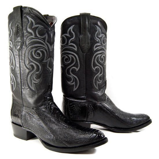 Botas de Pata de Avestruz Punta Oval Color Negro