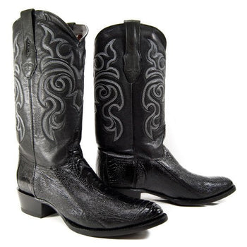 Botas de Pata de Avestruz Punta Oval Color Negro LAB-650505