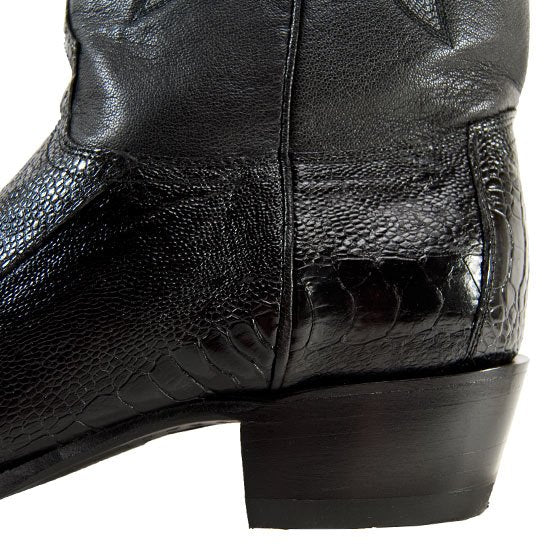 Botas de Pata de Avestruz Punta Oval Color Negro