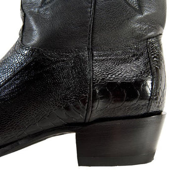 Botas de Pata de Avestruz Punta Oval Color Negro LAB-650505