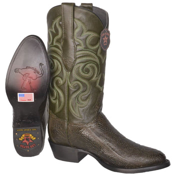 Botas de Pata de Avestruz Punta Oval Color Verde Olivo LAB - Image 5