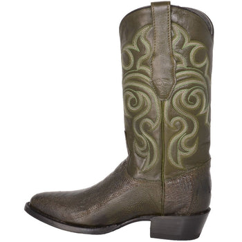 Botas de Pata de Avestruz Punta Oval Color Verde Olivo LAB - Image 3