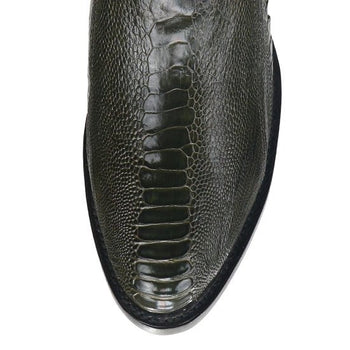 Botas de Pata de Avestruz Punta Oval Color Verde Olivo LAB-650545