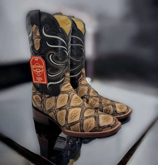 Botas de Pescado Africano Grabado Horma Rodeo Cuadrada