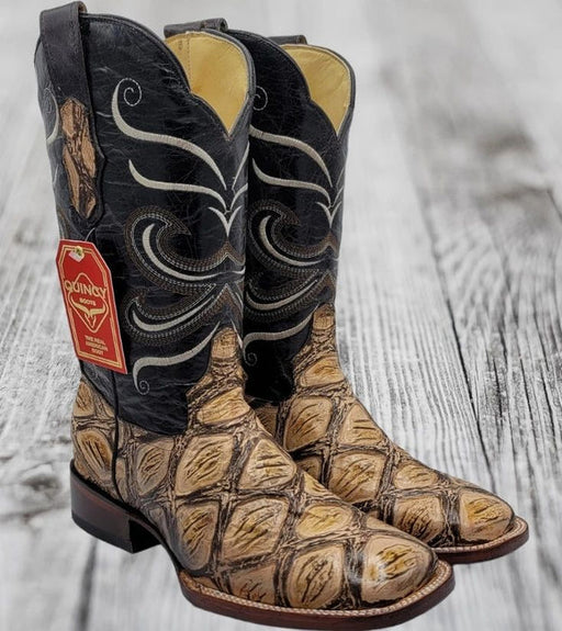 Botas de Pescado Africano Grabado Horma Rodeo Cuadrada