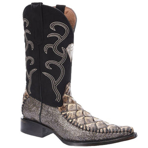 Botas de Pescado Pirarucu Grabado en Horma 3X Aladino Color Negro