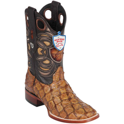 Botas de Pescado Pirarucu Original en Horma Rodeo Cuadrada