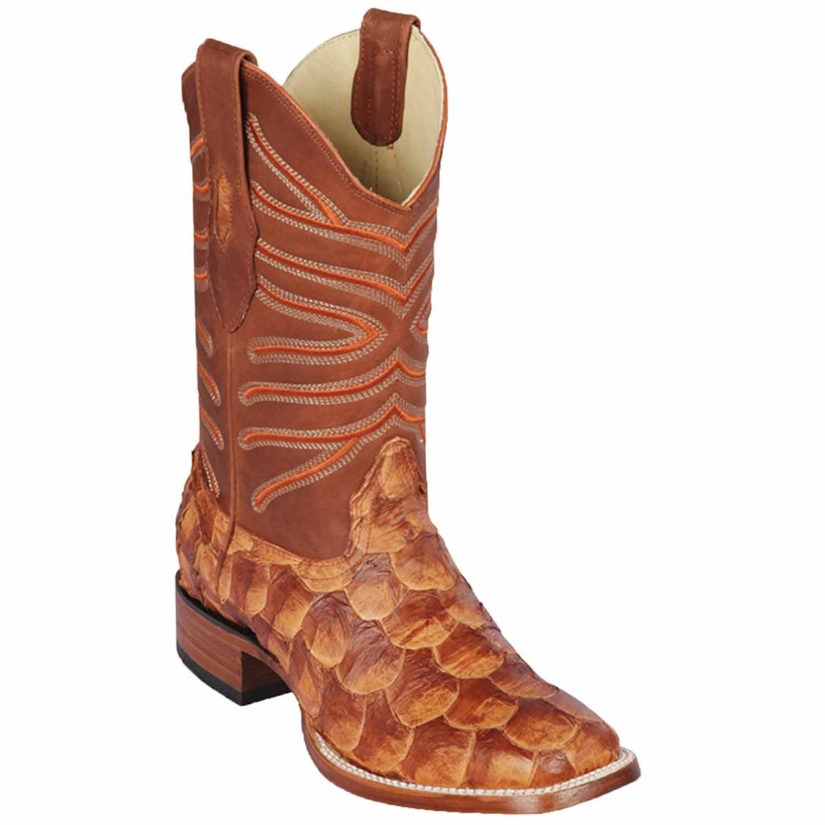 Botas de Pescado Pirarucu Original en Horma Rodeo Cuadrada