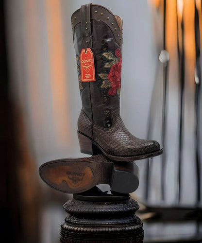 Botas de Piton Grabado para Mujer en Punta Oval - Image 9