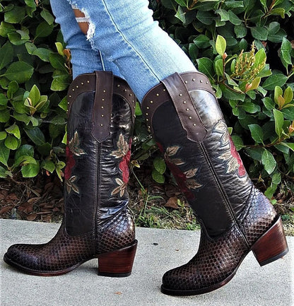 Botas de Piton Grabado para Mujer en Punta Oval - Image 10